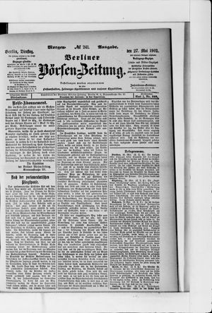 Berliner Börsen-Zeitung vom 27.05.1902