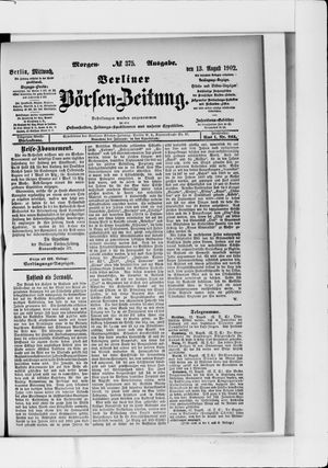 Berliner Börsen-Zeitung vom 13.08.1902