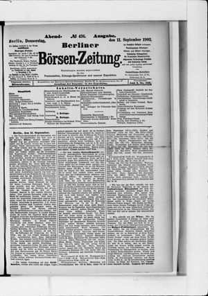 Berliner Börsen-Zeitung on Sep 11, 1902
