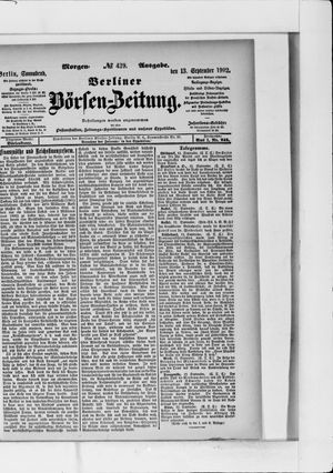 Berliner Börsen-Zeitung on Sep 13, 1902