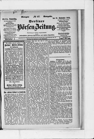 Berliner Börsen-Zeitung vom 18.09.1902