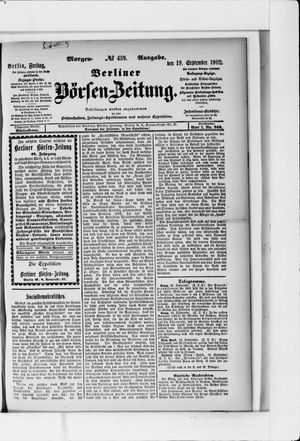Berliner Börsen-Zeitung on Sep 19, 1902