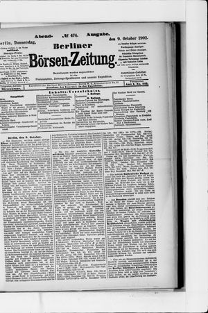 Berliner Börsen-Zeitung on Oct 9, 1902