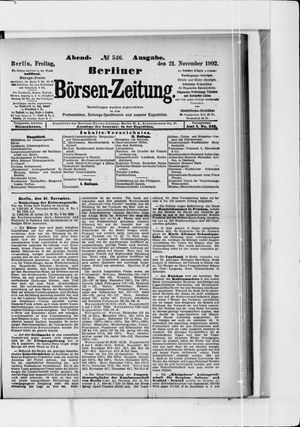 Berliner Börsen-Zeitung vom 21.11.1902