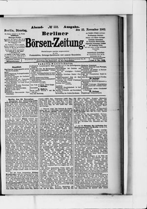 Berliner Börsen-Zeitung on Nov 25, 1902