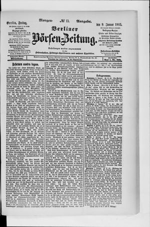 Berliner Börsen-Zeitung vom 09.01.1903