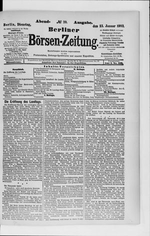 Berliner Börsen-Zeitung on Jan 13, 1903