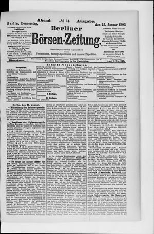 Berliner Börsen-Zeitung on Jan 15, 1903