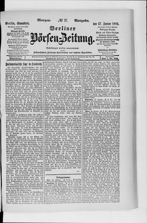 Berliner Börsen-Zeitung on Jan 17, 1903