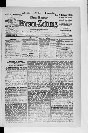 Berliner Börsen-Zeitung on Feb 7, 1903