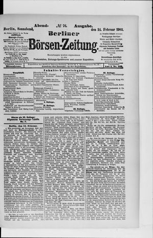 Berliner Börsen-Zeitung vom 14.02.1903