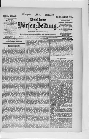 Berliner Börsen-Zeitung on Feb 18, 1903