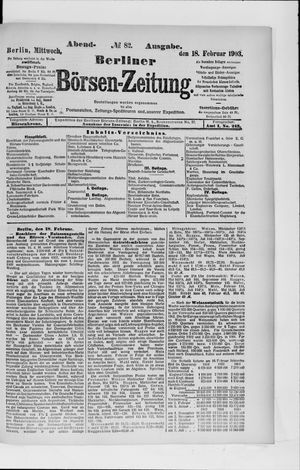 Berliner Börsen-Zeitung on Feb 18, 1903