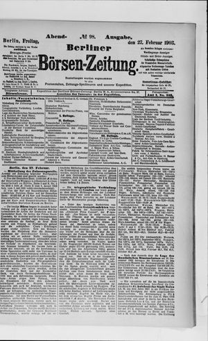 Berliner Börsen-Zeitung on Feb 27, 1903