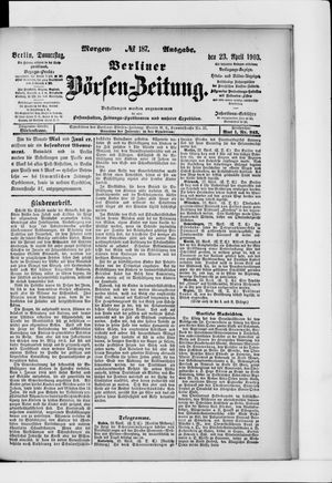 Berliner Börsen-Zeitung vom 23.04.1903
