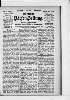 Berliner Börsen-Zeitung vom 24.04.1903