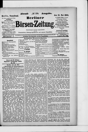 Berliner Börsen-Zeitung on May 16, 1903