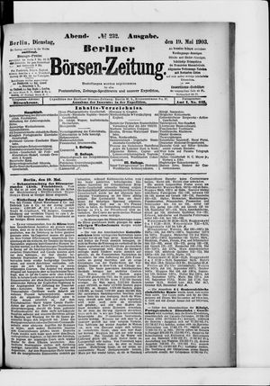 Berliner Börsen-Zeitung on May 19, 1903