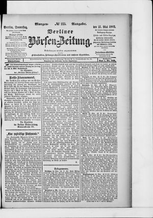 Berliner Börsen-Zeitung on May 21, 1903