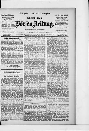 Berliner Börsen-Zeitung vom 27.05.1903