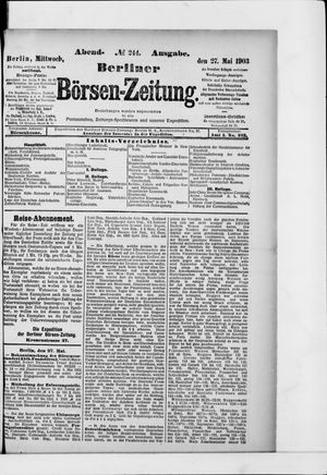 Berliner Börsen-Zeitung vom 27.05.1903