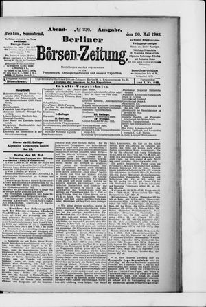 Berliner Börsen-Zeitung on May 30, 1903