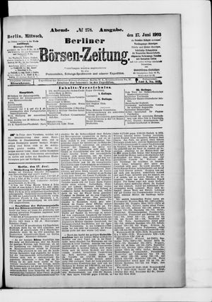 Berliner Börsen-Zeitung vom 17.06.1903