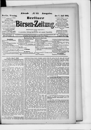 Berliner Börsen-Zeitung on Jul 7, 1903