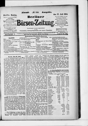 Berliner Börsen-Zeitung vom 27.07.1903