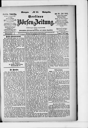 Berliner Börsen-Zeitung vom 30.07.1903