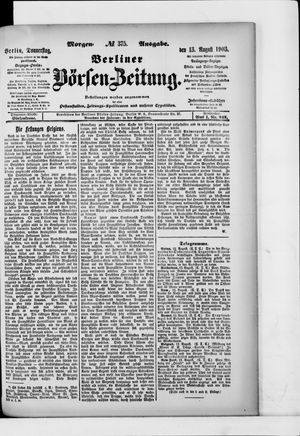 Berliner Börsen-Zeitung vom 13.08.1903