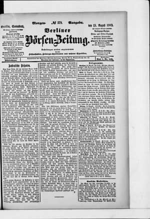 Berliner Börsen-Zeitung on Aug 15, 1903