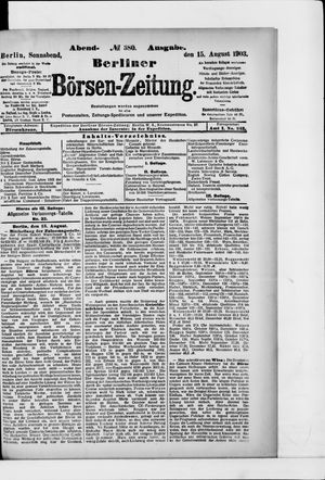 Berliner Börsen-Zeitung vom 15.08.1903