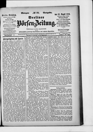 Berliner Börsen-Zeitung vom 22.08.1903