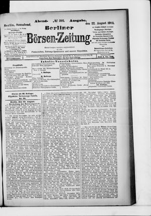 Berliner Börsen-Zeitung on Aug 22, 1903