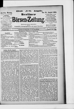 Berliner Börsen-Zeitung vom 24.08.1903