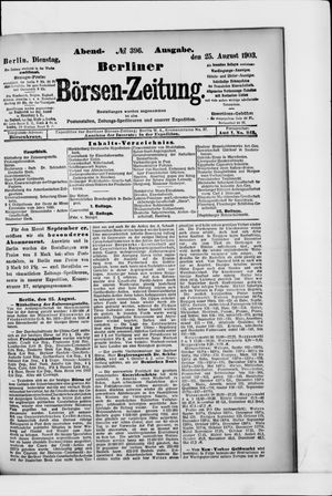 Berliner Börsen-Zeitung vom 25.08.1903