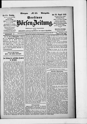 Berliner Börsen-Zeitung vom 30.08.1903