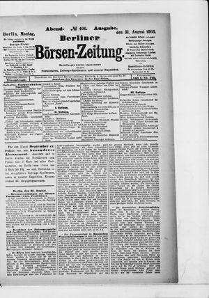 Berliner Börsen-Zeitung on Aug 31, 1903