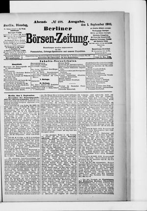Berliner Börsen-Zeitung vom 01.09.1903