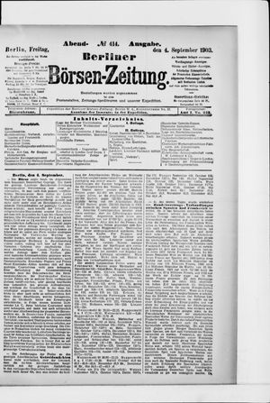Berliner Börsen-Zeitung on Sep 4, 1903