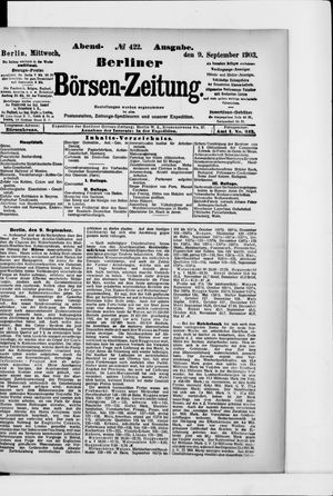 Berliner Börsen-Zeitung vom 09.09.1903