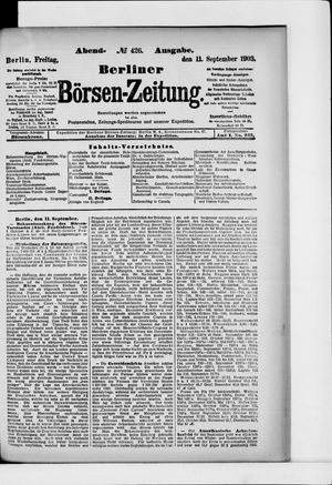 Berliner Börsen-Zeitung vom 11.09.1903