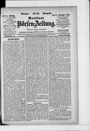 Berliner Börsen-Zeitung vom 13.09.1903
