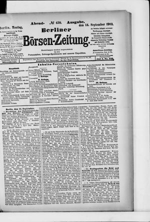 Berliner Börsen-Zeitung on Sep 14, 1903