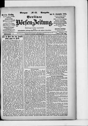 Berliner Börsen-Zeitung vom 15.09.1903