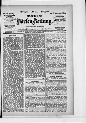 Berliner Börsen-Zeitung on Sep 18, 1903