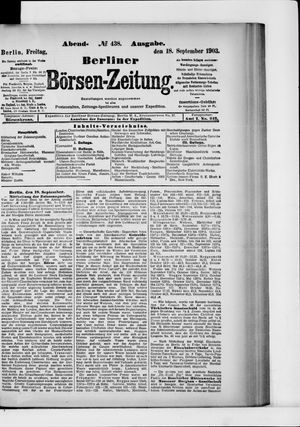Berliner Börsen-Zeitung on Sep 18, 1903