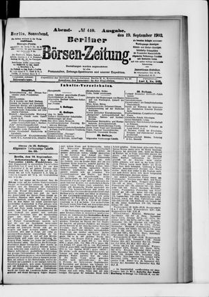 Berliner Börsen-Zeitung vom 19.09.1903
