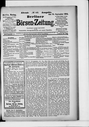 Berliner Börsen-Zeitung vom 21.09.1903